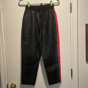 FairyTale Factory Pleather Side Stripe Sweatpants Jogger Relaxed Fit From Italy